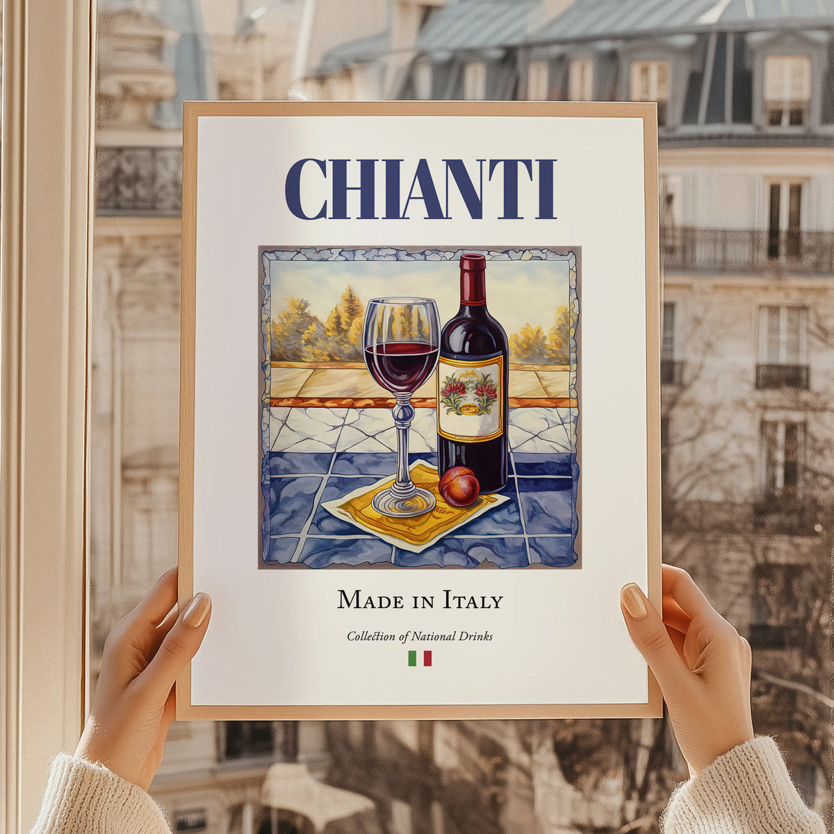Chianti – Italian Red Wine, Wine Bar Poster, styled in a charming Paris street view