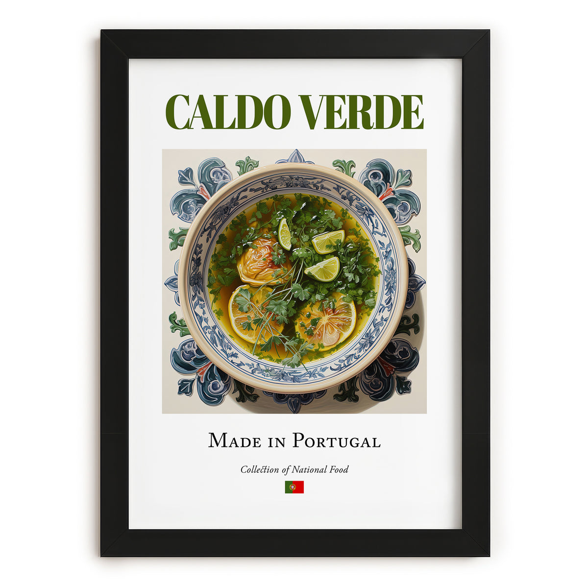 Caldo verde – Portuguese Soup Dish, Restaurant Wall Art, in sleek black frame