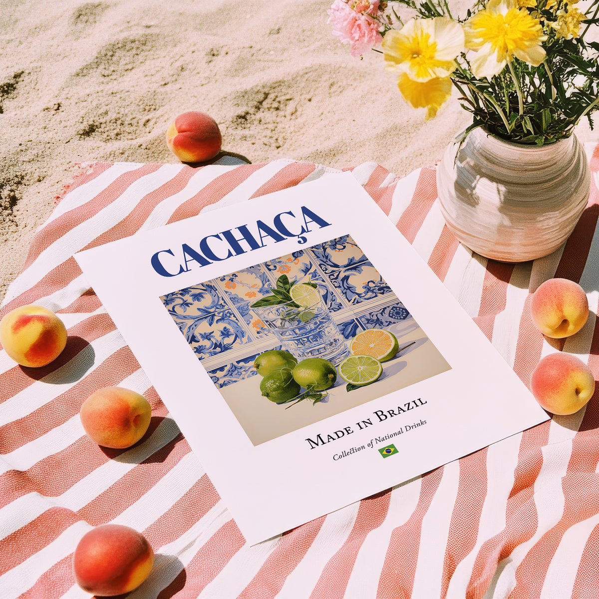 Cachaça – Brazilian Spirit Drink, Sky Bar Wall Art, unframed on coastal sand