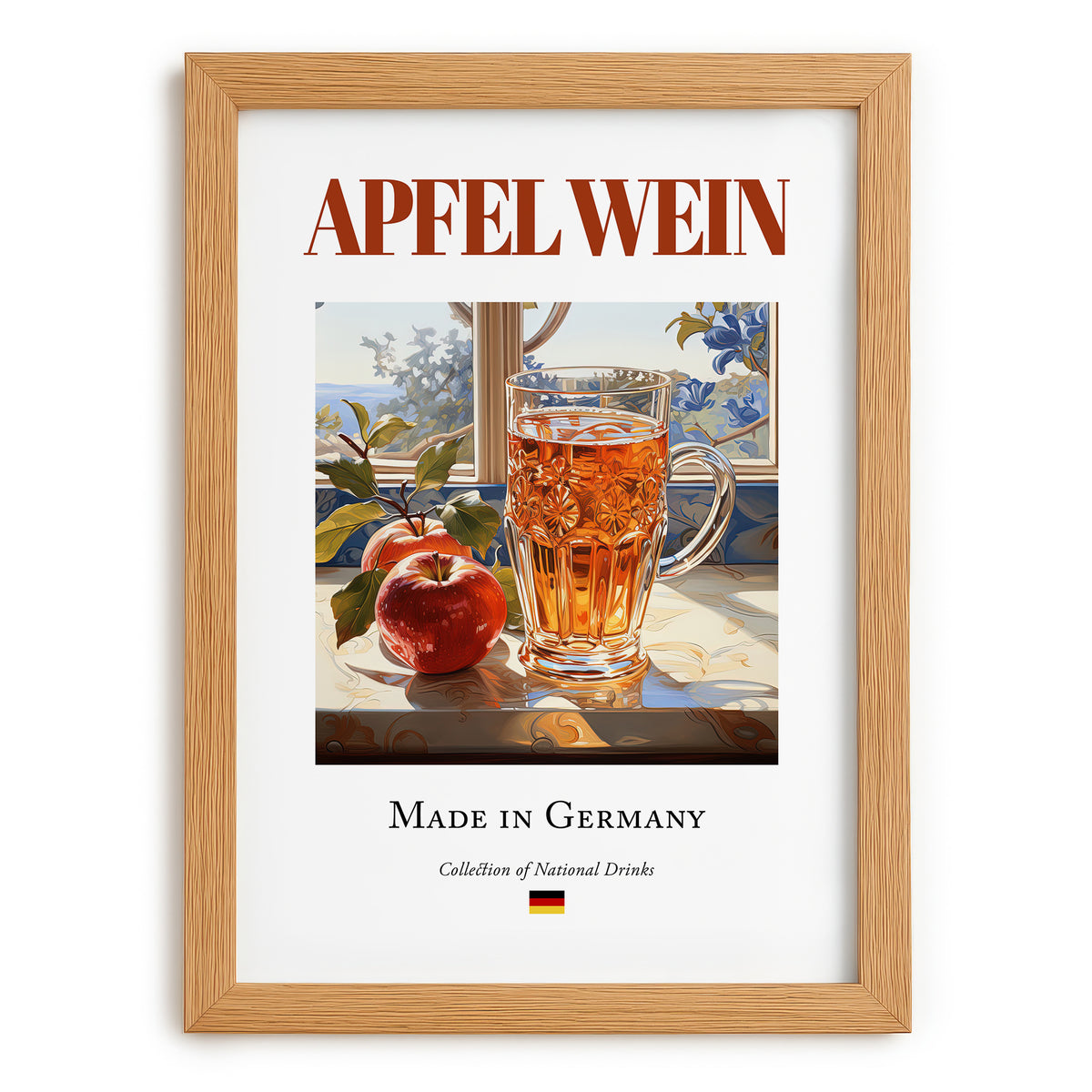 Apfelwein – German Cider Cider, Cider House Poster, set in oak frame