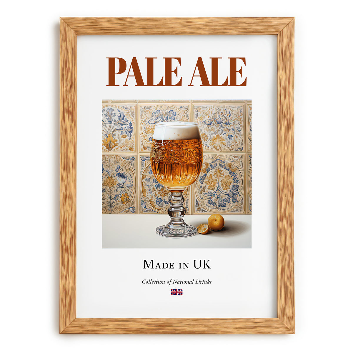 Pale Ale – English Beer, Gastropub Wall Art, set in oak frame