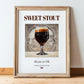 Sweet Stout – English Beer, Gastropub Print, in wooden frame leaning on the floor