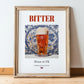 Bitter – English Beer, Brauhaus Poster, in wooden frame leaning on the floor