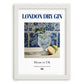 London Dry Gin – English Spirit Drink, Rooftop Terrace Illustration, placed in minimal white frame