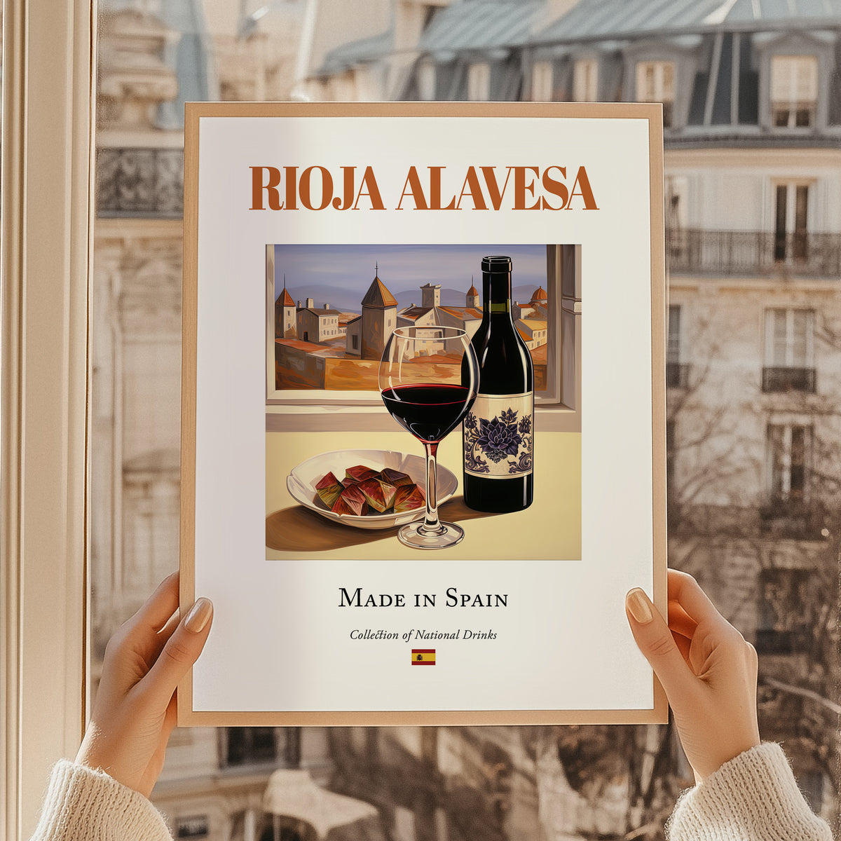 Rioja Alavesa – Spanish Red Wine, Vineyard Terrace Print, styled in a charming Paris street view