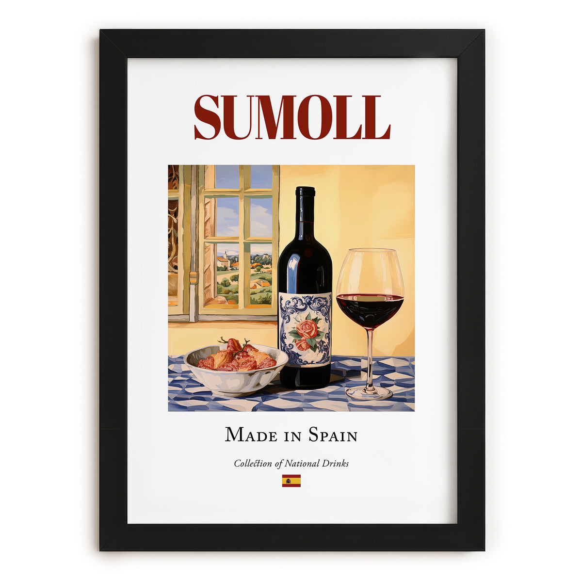Sumoll – Spanish Red Wine, Tasting Room Poster, in sleek black frame