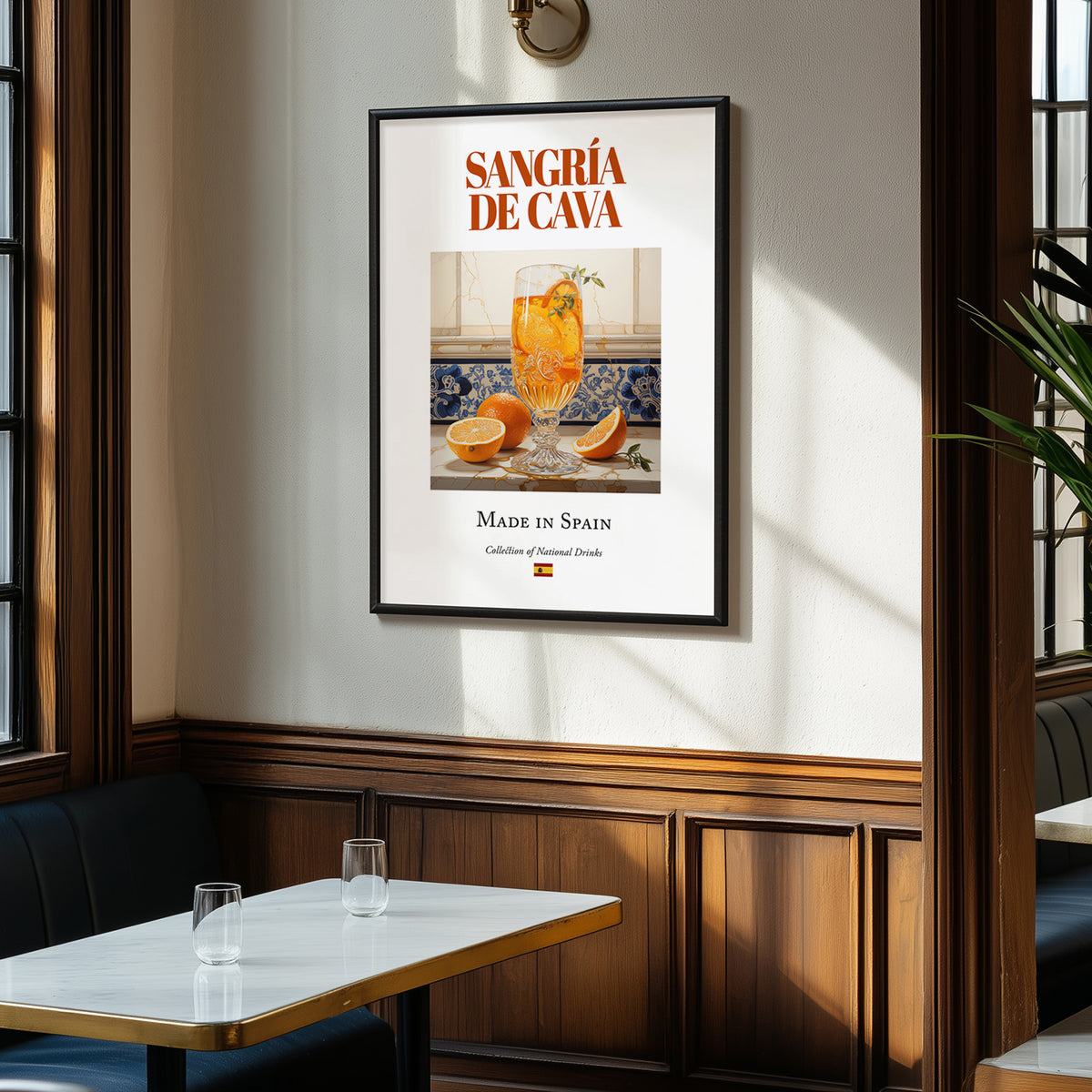Sangría de Cava – Spanish Cocktail Drink, Beach Bar Painting, clean layout with no caption
