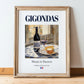 Gigondas – French Red Wine, Wine Bar Poster, in wooden frame leaning on the floor