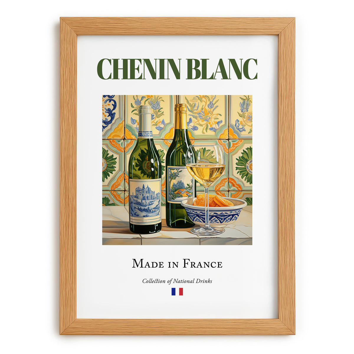Chenin Blanc – French White Wine, Vinoteca Poster, set in oak frame
