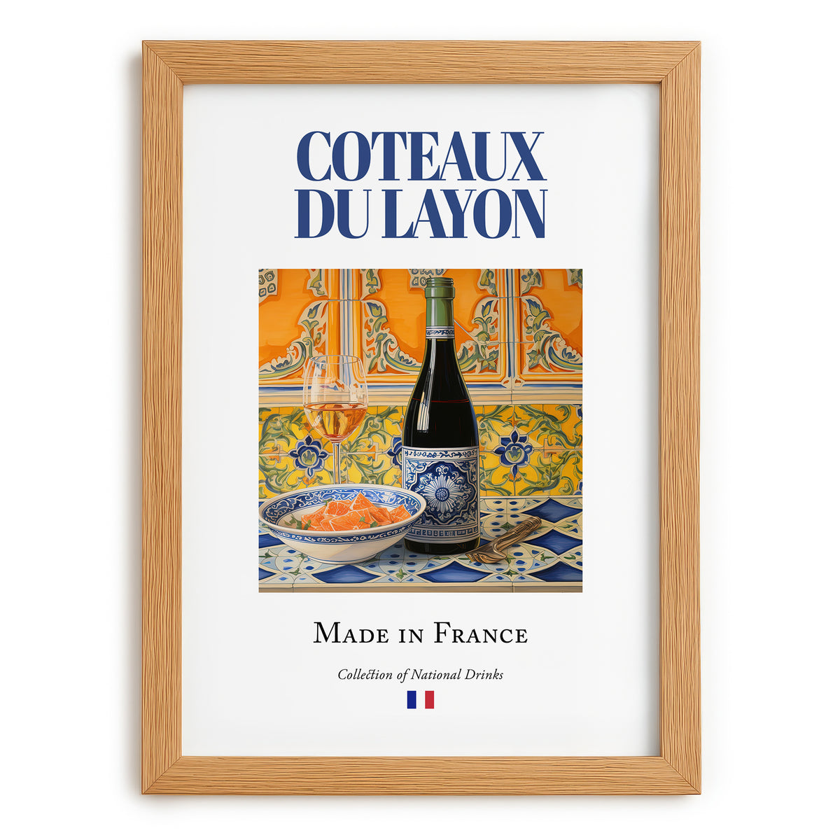 Coteaux du Layon – French Dessert Wine, Bodega Poster, set in oak frame