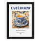 Caffè d'Orzo – Italian Coffee, Konditorei Painting, in sleek black frame