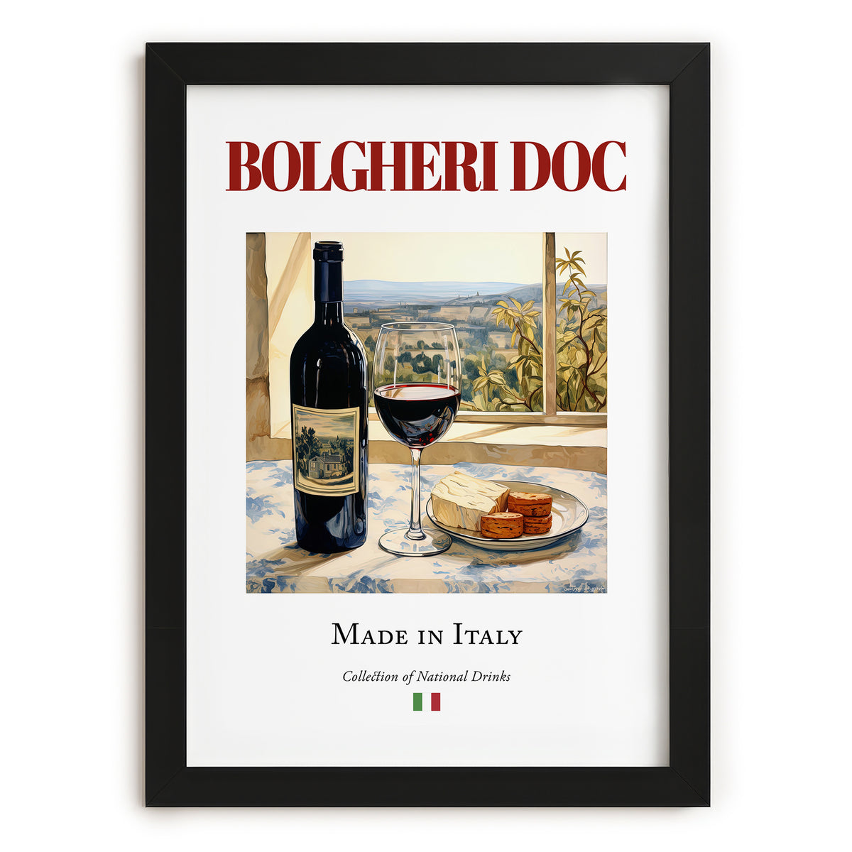 Bolgheri DOC – Italian Red Wine, Vinoteca Print, in sleek black frame