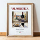 Valpolicella – Italian Red Wine, Wine Bar Illustration, in wooden frame leaning on the floor