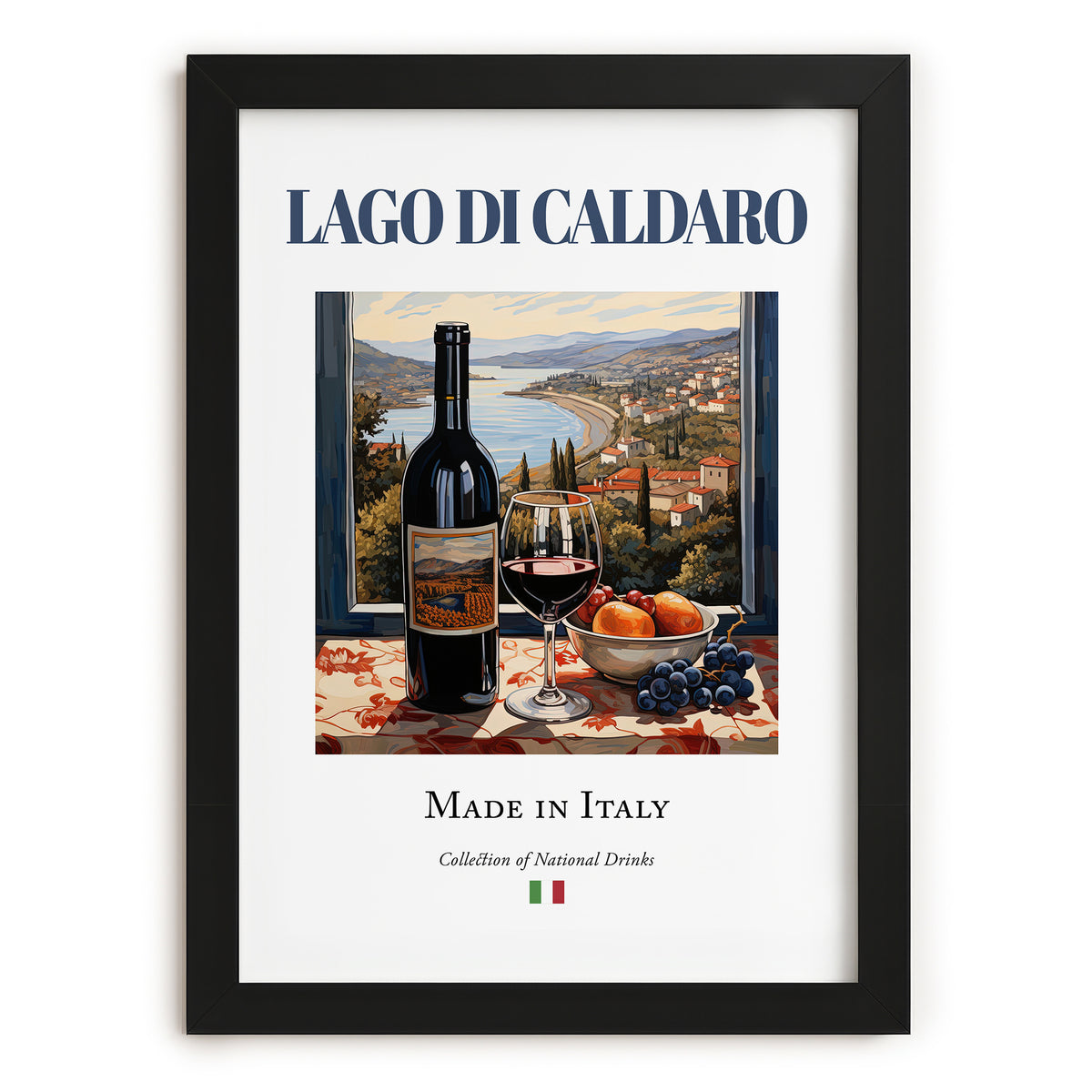 Lago di Caldaro – Italian Red Wine, Bodega Painting, in sleek black frame