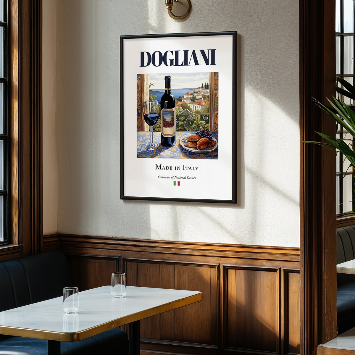 Dogliani – Italian Red Wine, Vineyard Terrace Poster, clean layout with no caption