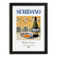 Semidano – Italian White Wine, Wine Bar Wall Decor, in sleek black frame