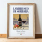 Lambrusco di Sorbara – Italian Sparkling Wine, Tasting Room Poster, in wooden frame leaning on the floor