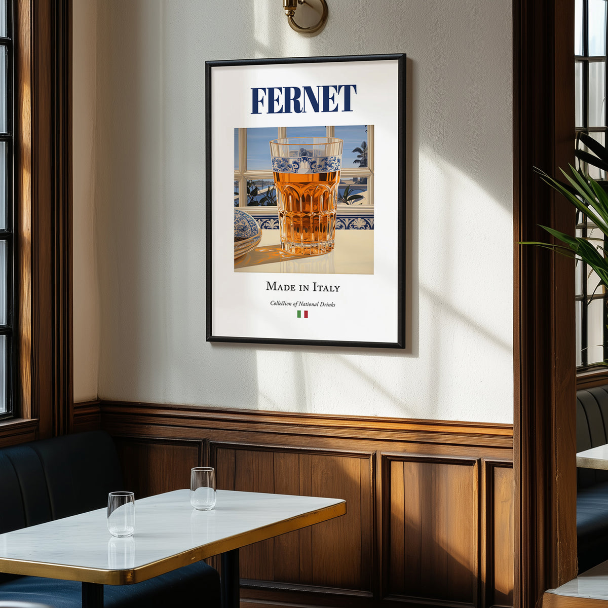 Fernet – Italian Spirit Drink, Hotel Lobby Print, clean layout with no caption