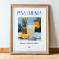 Piña Colada – Puerto Rican Cocktail Drink, Cocktail Lounge Print, in wooden frame leaning on the floor