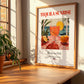 Tequila Sunrise – American Cocktail Drink, Rooftop Terrace Poster, no-text version framed in wood