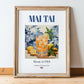 Mai Tai – American Cocktail Drink, Cocktail Lounge Wall Art, in wooden frame leaning on the floor