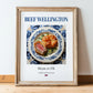 Beef Wellington – English Meat Dish, Farmhouse Kitchen Poster, in wooden frame leaning on the floor