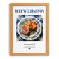 Beef Wellington – English Meat Dish, Farmhouse Kitchen Poster, set in oak frame