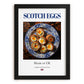 Scotch Eggs – English Snack Dish, Bistro Illustration, in sleek black frame