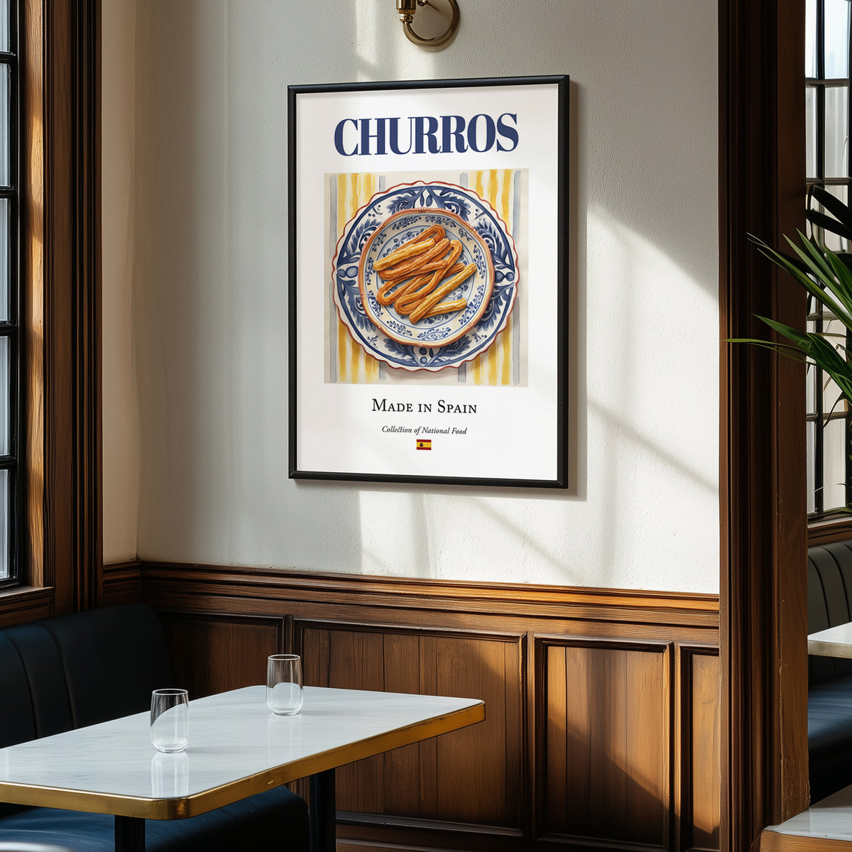 Churros – Spanish Dessert Dish, Farmhouse Kitchen Poster, clean layout with no caption