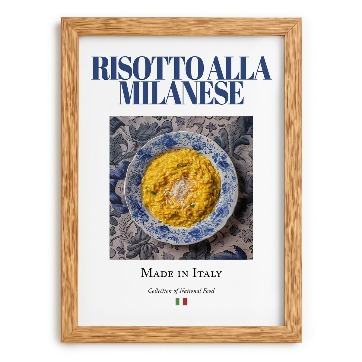 Risotto alla Milanese – Italian Dish, Café Wall Art, set in oak frame