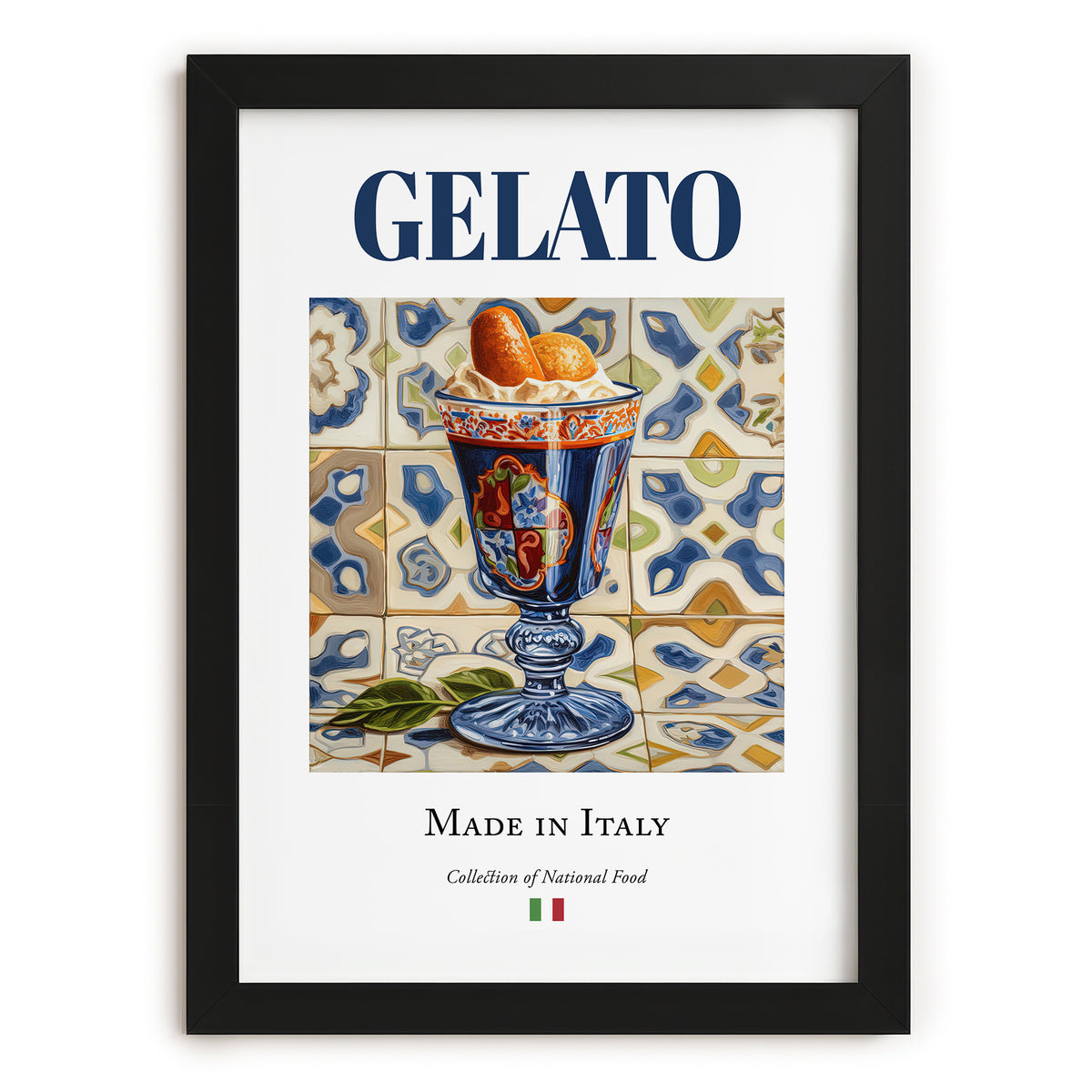 Gelato – Italian Dessert Dish, Café Poster, in sleek black frame