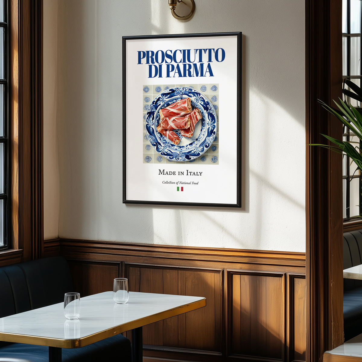 Prosciutto di Parma – Italian Meat Dish, Fine Dining Restaurant Poster, clean layout with no caption