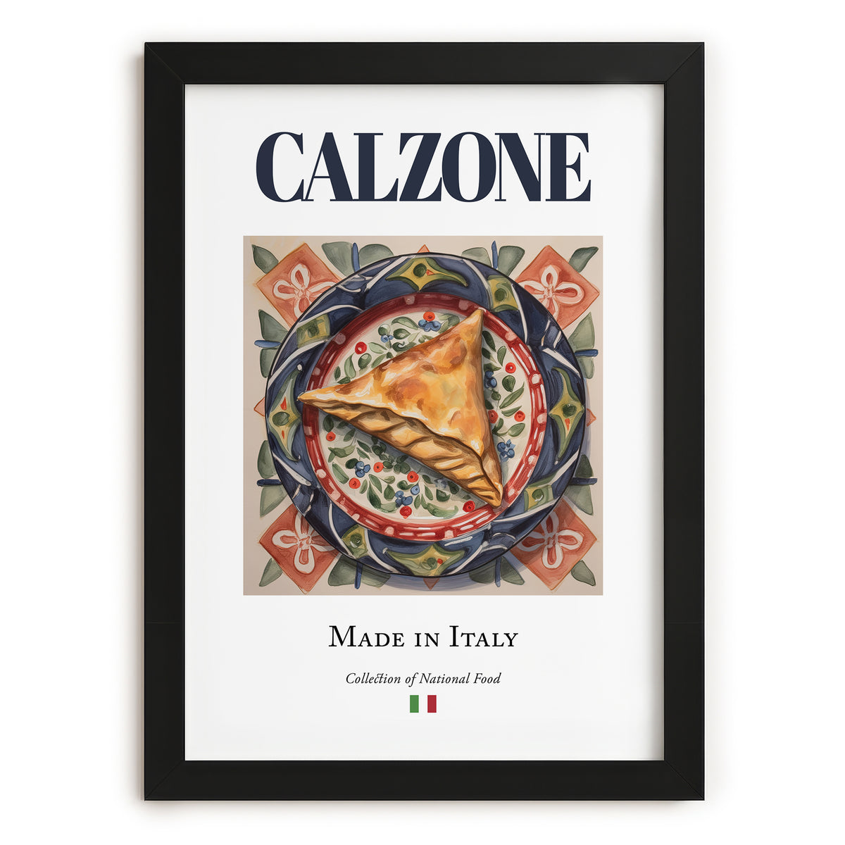 Calzone – Italian Snack Dish, Tavern Poster, in sleek black frame
