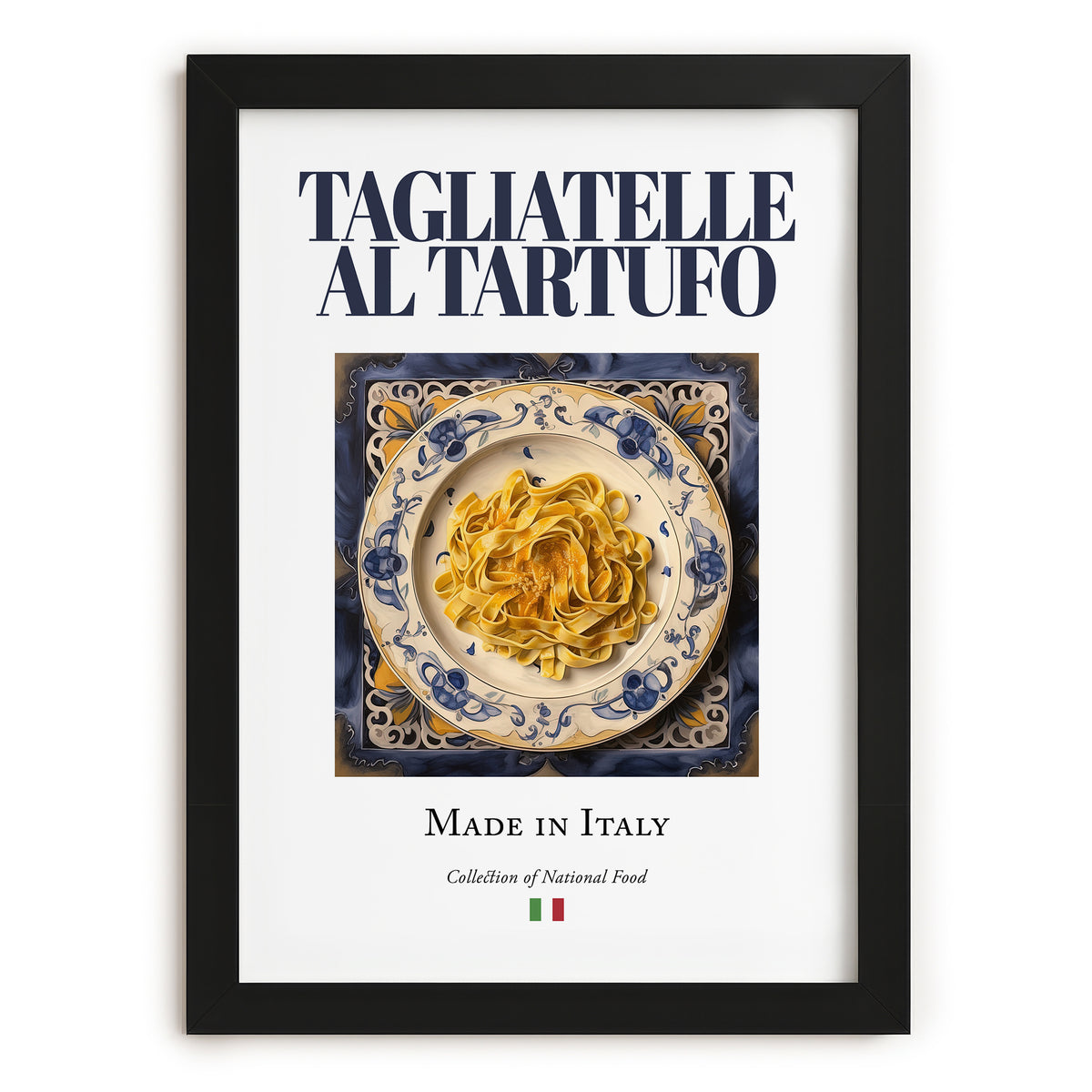 Tagliatelle al Tartufo – Italian Pasta, Osteria Still Life, in sleek black frame