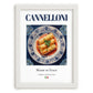 Cannelloni – Italian Pasta, Trattoria Poster, placed in minimal white frame
