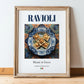 Ravioli – Italian Pasta, Osteria Print, in wooden frame leaning on the floor