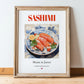 Sashimi – Japanese Dish, Restaurant Painting, in wooden frame leaning on the floor