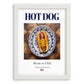 Hot dog – American Snack Dish, Café Illustration, placed in minimal white frame
