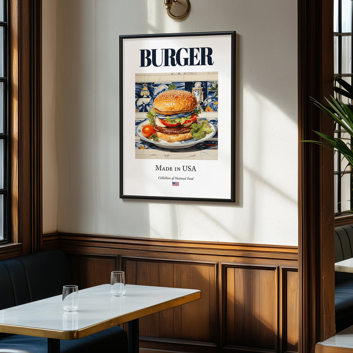 Burger – American Snack Dish, Café Art, clean layout with no caption