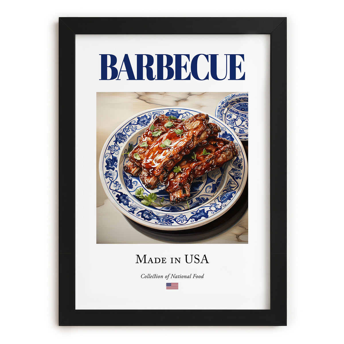Barbecue – American Meat Dish, Café Poster, in sleek black frame