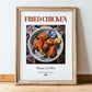 Fried Chicken – American Meat Dish, Restaurant Poster, in wooden frame leaning on the floor