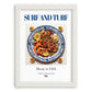 Surf and Turf – American Meat Dish, Tavern Wall Decor, placed in minimal white frame