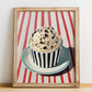Stracciatella – on Striped Tablecloth, Gelato Wall Painting, no-text version framed in wood