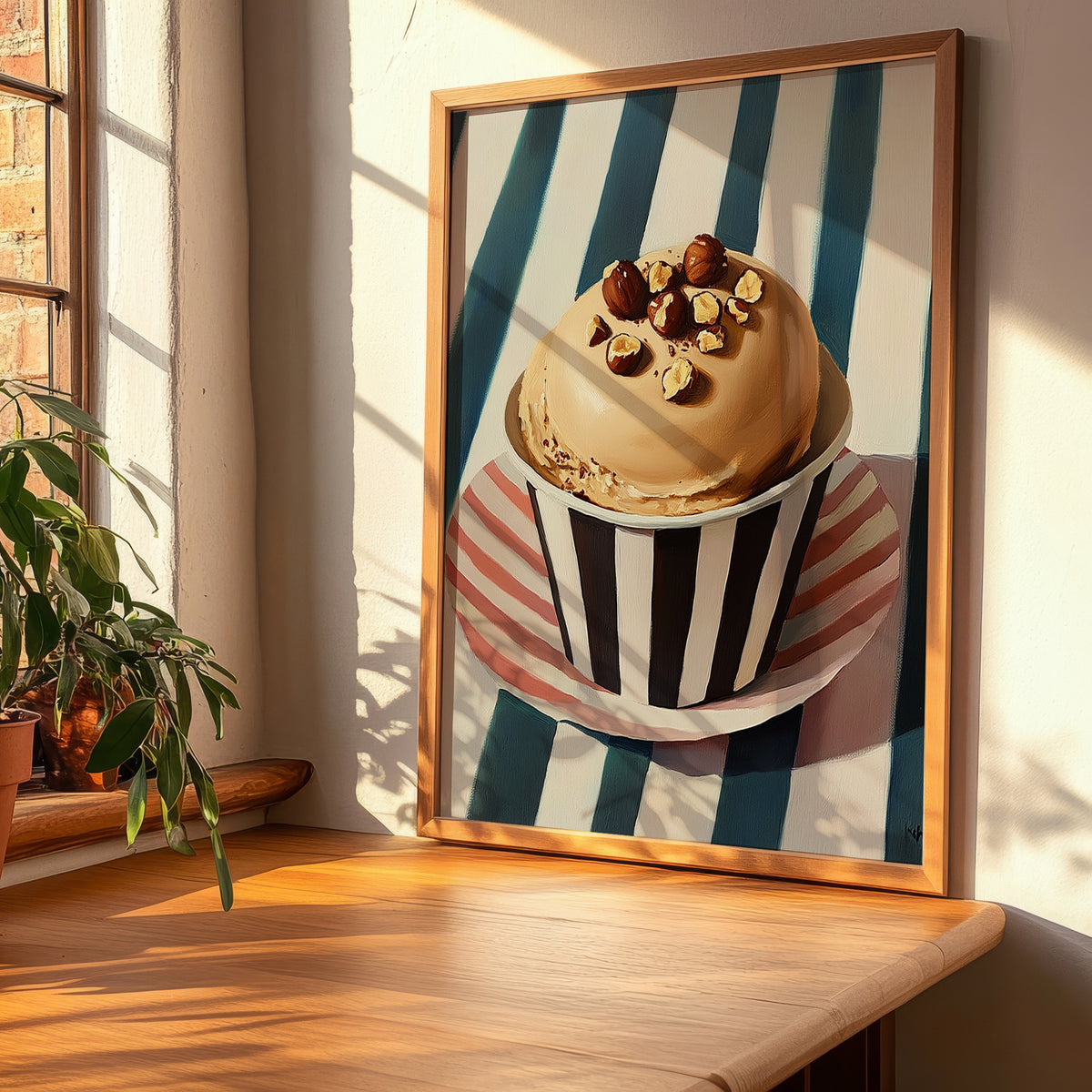Nocciola – on Striped Tablecloth, Gelato Print, clean layout with no caption
