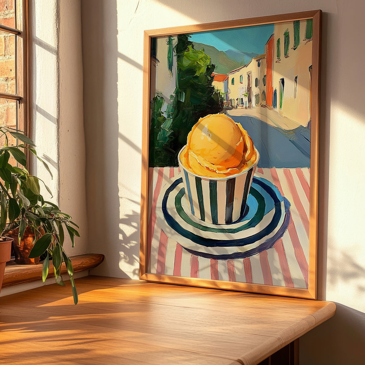 Gelato Mango – Italian Street Café Scene, Gelato Wall Art, clean layout with no caption