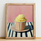 Zabaione – on Striped Tablecloth, Gelato Wall Decor, no-text version framed in wood