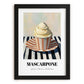Mascarpone – on Striped Tablecloth, Gelato Still Life, in sleek black frame