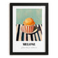 Melone – on Striped Tablecloth, Gelato Wall Decor, in sleek black frame