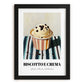 Biscotto E Crema – on Striped Tablecloth, Gelato Painting, in sleek black frame