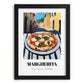 Pizza Margherita – Italian Urban Café Scene, Pizza Still Life, in sleek black frame